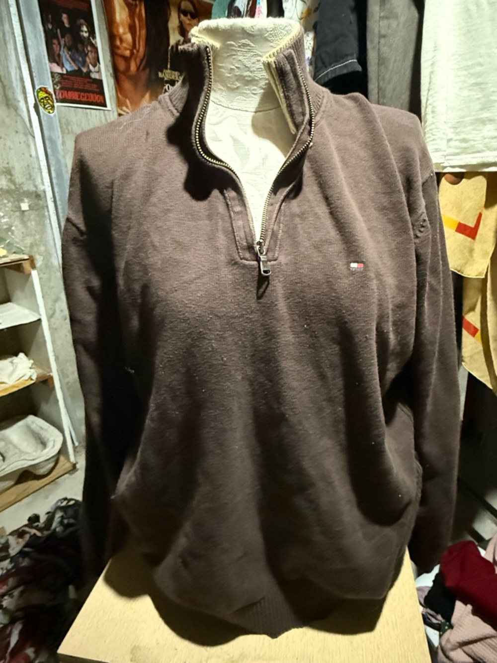 Tommy Hilfiger Men's Dark Brown Half-Zip Sweater